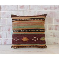 Vintage Kelim Kissen, Ethno Boho Dekokissen, Handgewebt Kissen/P-2477 18x18 von Pillow2Go