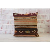 Vintage Kelim Kissen, Gestreiftes Ethno Boho Azteken Kissen , Wolle/18x18 2480 von Pillow2Go