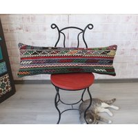 Vintage Kelim Kissen , Lumbar Kissen, Boho Kissenbezug, Hnadwoven/P-3236 12x35 von Pillow2Go