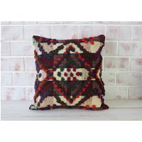 Vintage Pon Kissenbezug, Kelim Ethno Boho Kissen, Handgewebtes Kissen/18x18 2490 von Pillow2Go