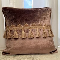 Königliche Bronze Kissenbezug Mit Quaste, Luxus Samt Kissenbezug, Eleganter 14x14, 16x16, 18x18, 20x20, 22x22 von PillowOasis