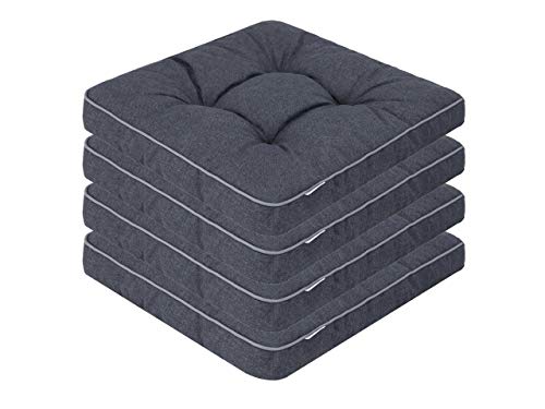 PillowPrim 4er Set Stuhlkissen 49x47 cm Sitzauflagen Polsterauflagen Outdoor/Indoor Außen/Innen Garten Winter gatren Freizeit Sommer Sommerferien Navyblau von PillowPrim