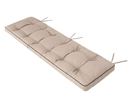 Bankkissen Bankauflage Auflage Kissen Polster Bankpolster Outdoor - Bankauflage Auflage für Bänke in Haus und Garten Sitzkissen - 120x50 cm Beige von PillowPrim