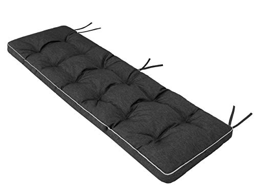 Bankkissen Bankauflage Auflage Kissen Polster Bankpolster Outdoor - Bankauflage Auflage für Bänke in Haus und Garten Sitzkissen 180x50 cm Schwarz von PillowPrim