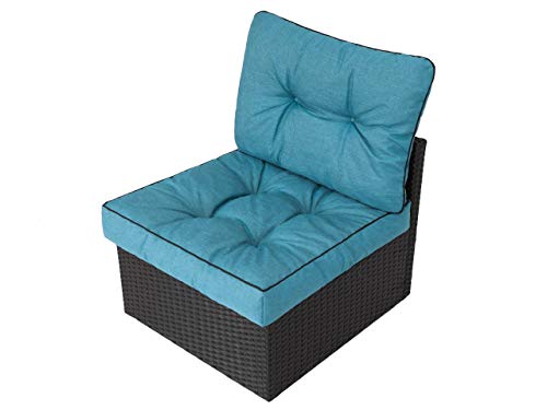 PillowPrim Gartenkissen auf gartenmöbel Rattan Gartenpolster Polsterauflagen Deko Kissen Auflage Polster Ersatzpolster für PE Rattansessel 60x60x40 Blau von PillowPrim