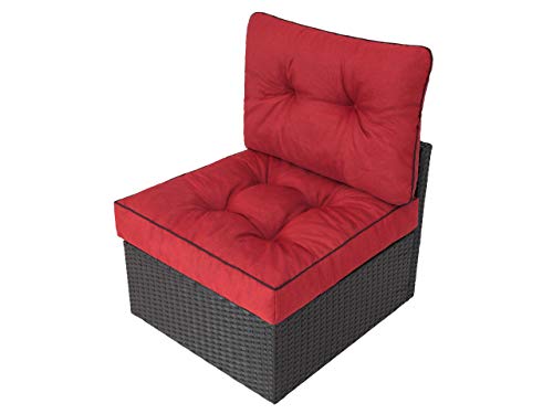 PillowPrim Gartenkissen auf gartenmöbel Rattan Gartenpolster Polsterauflagen Deko Kissen Auflage Polster Ersatzpolster für PE Rattansessel 60x60x40 Rot von PillowPrim