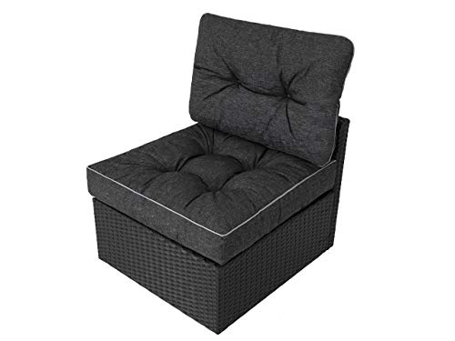 PillowPrim Gartenkissen auf gartenmöbel Rattan Gartenpolster Polsterauflagen Deko Kissen Auflage Polster Ersatzpolster für PE Rattansessel 70x70x42 Schwarz von PillowPrim