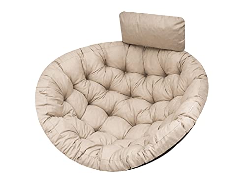 Hängesessel Kissen, Auflage für Polyrattan/Rattan Hängeschaukel, Polster, Hängekorb, Schaukel Korb, Schaukelkissen Rückenkissen in der Farbe Beige von PillowPrim