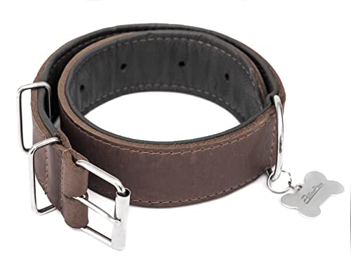 Hundehalsband Leder, Halsband, Leder, Lederhalsband Hund, Metallschnalle, 70 x 4 cm, Braun Hundehalsband Leder, Halsband, Leder, Lederhalsband Hund, Metallschnalle, 70 x 4 cm, Braun von PillowPrim