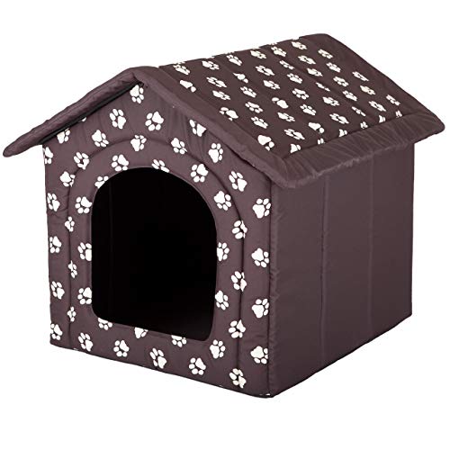 Hundehütte Hundehöhle Hundebett Hundehaus Katzenhöhle mittle L - 52x46 cm braun mit Pfoten Hundehütte Hundehöhle Hundebett Hundehaus Katzenhöhle mittle L - 52x46 cm braun mit Pfoten von PillowPrim