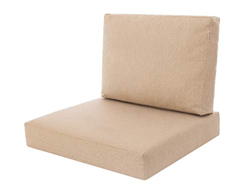 PillowPrim Kissen Set für Rattan/Korbsessel, Rückenlehne Sitz, Sitzkissen Outdoor Sitzpolster Gartenstuhl, Sitzauflage Rattan-Stuhl, 60x55x40 cm - Beige von PillowPrim