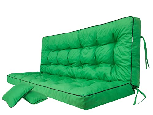 PillowPrim Grün Hollywoodschaukel Sitzkissen, 120 cm Gartenschaukel Sitzbank, Komfort Polster mit Rückenlehne, Ideal für Eckbänke und Sitztruhnen von PillowPrim