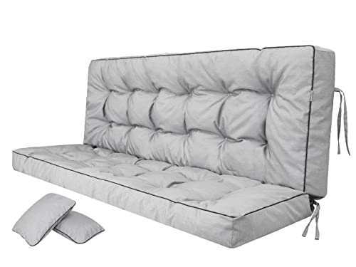 PillowPrim Asche Sitzkissen für Hollywoodschaukel, Komfortable Gartenschaukel Auflage 150 cm, Sitzbank mit Rückenlehne, Polster für Lounge von PillowPrim