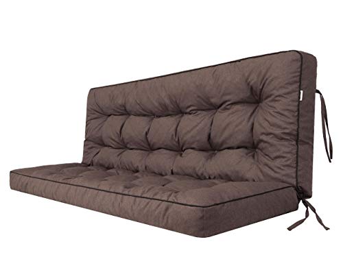 PillowPrim Kissen für Hollywoodschaukel Sitzkissen Bankkissen Bankauflage für Gartenbank Outdoor/Indoor, Breite - 140x49 cm und Rückenlehne 140x56 cm - Braun von PillowPrim