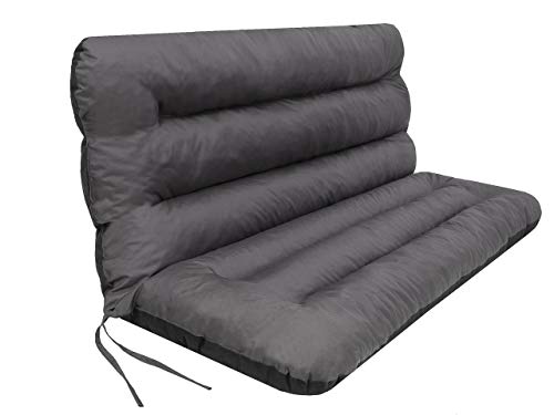 PillowPrim Kissen für Hollywoodschaukel • Gartenbankauflage • Bankauflage • Bankkissen • Sitzkissen und Rückenkissen • Gartenpolster • sitzbreite 150 cm • Grau von PillowPrim