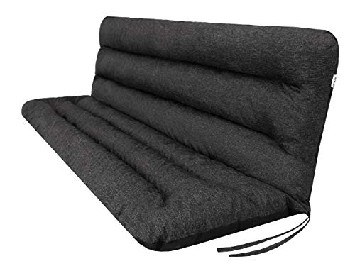 PillowPrim Kissen für Hollywoodschaukel • Gartenbankauflage • Bankauflage • Bankkissen • Sitzkissen und Rückenkissen • sitzbreite 150 cm Schwarz Öko-Leinen von PillowPrim