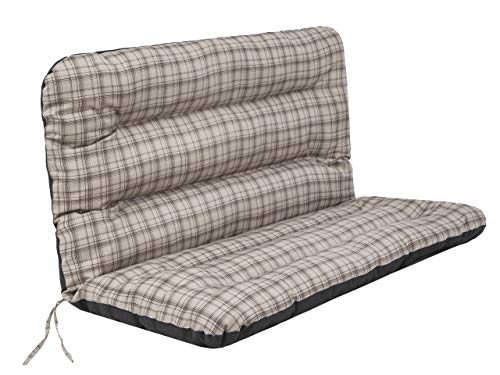 PillowPrim Kissen für Hollywoodschaukel • Gartenbankauflage • Bankauflage • Bankkissen • Sitzkissen und Rückenkissen • sitzbreite 180 cm • Beige Kariert von PillowPrim