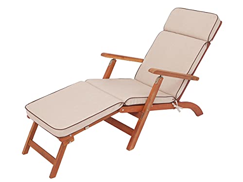 PillowPrim Liegenauflage, Auflage Gartenliege (Beige) 178 x 47 cm, 5 cm dick, Auflagen für Deckchair, Bequeme Polsterauflage für Sonnenliege, Liegestuhl von PillowPrim