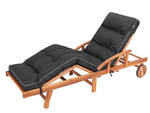 PillowPrim Liegenauflage, Auflage Gartenliege (Schwarz) 201 x 55 cm, 8 cm dick, Auflagen für Deckchair, Bequeme Polsterauflage für Sonnenliege, Liegestuhl von PillowPrim