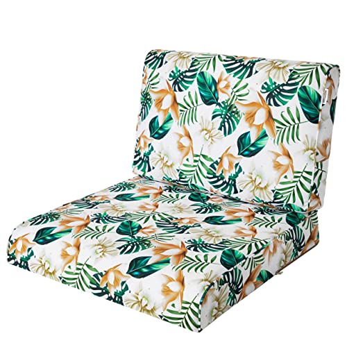 PillowPrim, Stulhkissen, Kissen für Rattansessel, Outdoor, Auflage, Palettenkissen, Sitzkissen, Rattanmöbel, Weiße Blumen, 50 x 50 cm von PillowPrim