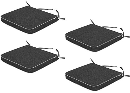 PillowPrim sitzkissen – stuhlkissen - Komfortabler Sitz - Für Zuhause und Garten - Bequemes Sitzen - Set mit 4 Stück - Gebunden - 48x45 cm - Schwarz von PillowPrim