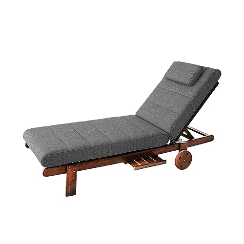 PillowPrim Gartenmöbel Matratze, für Liege, Sonnenliegen, Balkon, Outdoor, Liegenauflage, Polster, Sofa, Sitzkissen, Anthrazit, 204x60 cm von PillowPrim