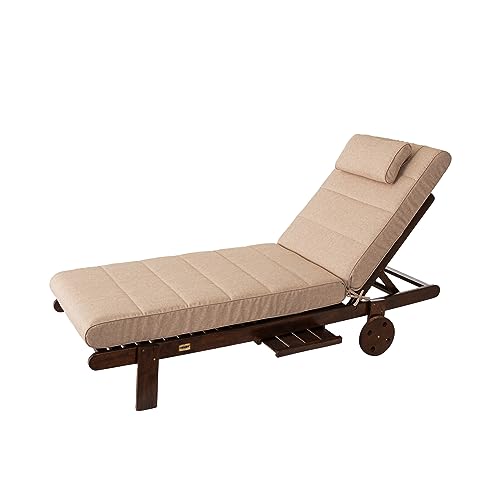 PillowPrim Gartenmöbel Matratze, für Liege, Sonnenliegen, Balkon, Outdoor, Liegenauflage, Polster, Sofa, Sitzkissen, Beige, 204x60 cm von PillowPrim