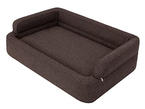 PillowPrim Hundebett, Möbel für Tiere, Katzenbett, Abnehmbar Bezug, Hundekorb, Hundekissen, Hundeliege, Schlafplätze, Hundesofa, Braun, L: 78x47 cm von PillowPrim