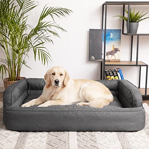 PillowPrim Hundebett, Möbel für Tiere, Katzenbett, Abnehmbar Bezug, Hundekorb, Hundekissen, Hundeliege, Schlafplätze, Hundesofa, Graphit, XXL: 117x79 cm von PillowPrim