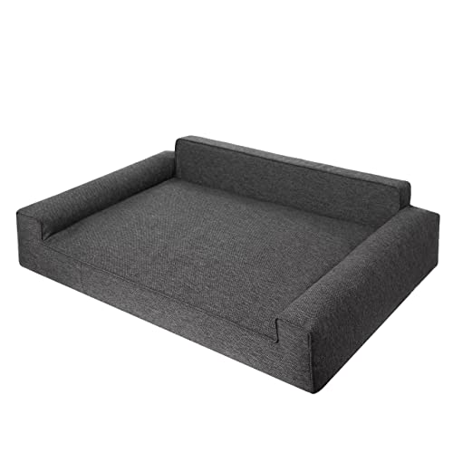 Pillowprim Hundebett, Möbel für Tiere, Katzenbett, Abnehmbar Bezug, Hundeliege, Schlafplätze, große Hunde, Hundesofa, Korb, Waschbar, Graphit, XXL: 116x78 cm von PillowPrim