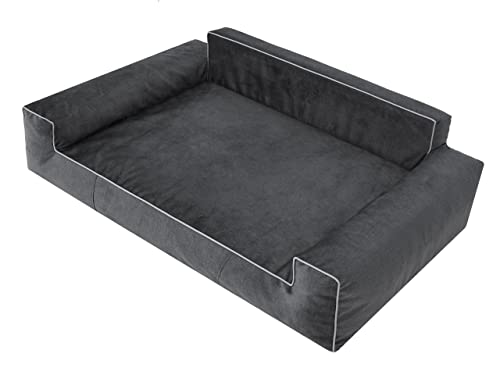 PillowPrim Hundebett, Möbel für Tiere, Katzenbett, Abnehmbar Bezug, Hundeliege, Schlafplätze, große Hunde, Hundesofa, Korb, Waschbar, Schwarz, XL: 98x66 cm von PillowPrim