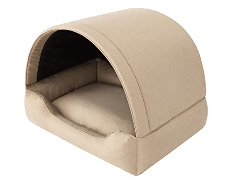 PillowPrim Hundebett, Stoffhundehaus, Katzenhöhle, Hundehütte, Hundekorb, Hundeliege, Schlafplätze, Möbel für Tiere, Hundesofa, Beige, XL: 82x58 cm von PillowPrim