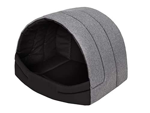 Hundehütte Hundehöhle Hundebett Hundehaus Katzenhöhle Schlafplatz L - 55x43 cm Grau von PillowPrim