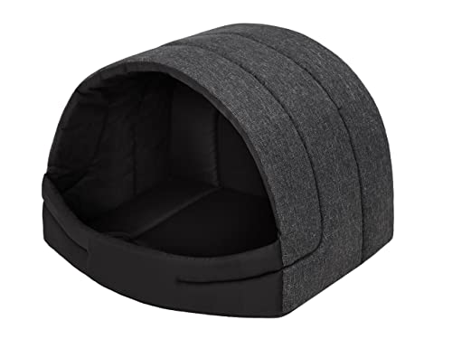 Hundehütte Hundehöhle Hundebett Hundehaus Katzenhöhle Schlafplatz XL - 60x49 cm Schwarz von PillowPrim