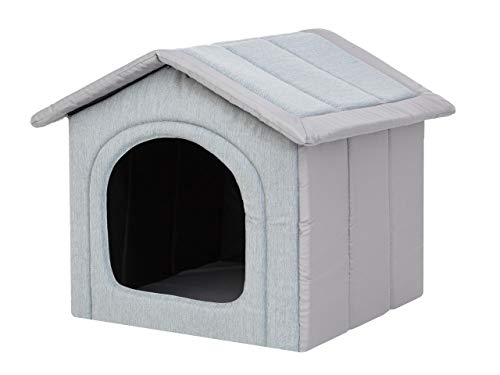 PillowPrim Hundehütte Hundehöhle Hundebett Hundehaus Katzenhöhle mittle M - 44x38 cm hellgrau von PillowPrim