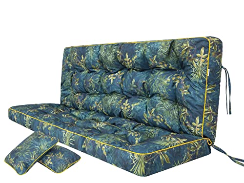 PillowPrim Kissen für Hollywoodschaukel Sitzkissen Bankkissen Bankauflage für Gartenbank Outdoor Indoor, Breite 100x49 cm und Rückenlehne 100x56 cm - Grüne Wiese von PillowPrim