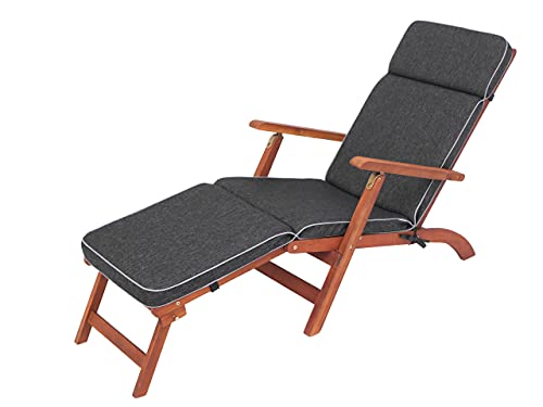 PillowPrim Liegenauflage, Auflage Gartenliege (Schwarz) 178 x 47 cm, 5 cm dick, Auflagen für Deckchair, Bequeme Polsterauflage für Sonnenliege, Liegestuhl von PillowPrim