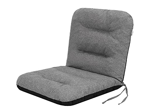 PillowPrim Sitzkissen für gartenstühle – Kissen für Balkon – Für Gartenliebhaber – Langlebig & Wetterfest – Graphit Ökoleinen – 48x48 cm, Hoher Rücken 48 cm von PillowPrim