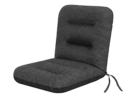 PillowPrim Sitzkissen für gartenstühle – Kissen für Balkon – Für Gartenliebhaber – Langlebig & Wetterfest – Schwarz Ökoleinen – 48x48 cm, Hoher Rücken 48 cm von PillowPrim
