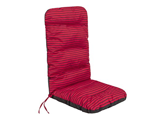 PillowPrim Sitzkissen für Hochlehner-Gartenmöbel - Kissen für Sessel, Gartenliege - Sitz abmessung - 49x47 cm Hoher 72cm - Gartenkissen Polster - Rot Streifen von PillowPrim