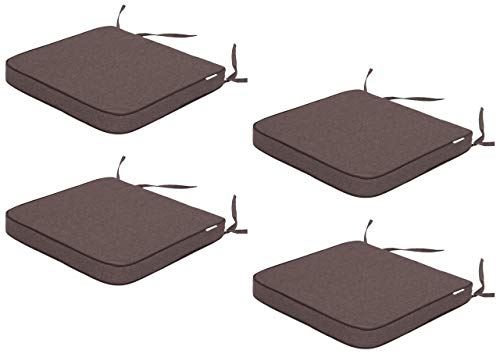 PillowPrim sitzkissen – stuhlkissen - Komfortabler Sitz - Für Zuhause und Garten - Bequemes Sitzen - Set mit 4 Stück - Gebunden - 48x45 cm - Graphit mit Beigen Streifen - Braun von PillowPrim