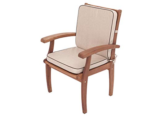 PillowPrim Sesselauflage für Niedriglehner- Kissen für Sessel, Gartenliege- Sitz abmessung - 49x47 cm - Hoher Rücken 52 cm - Gartenkissen Polster - Beige von PillowPrim
