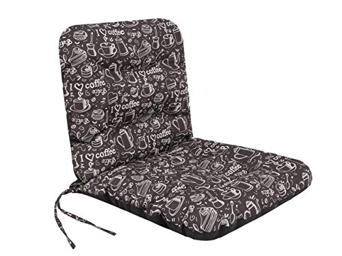 PillowPrim Sitzkissen für gartenstühle – Kissen für Balkon – Für Gartenliebhaber – Langlebig & Wetterfest – Braun Coffee – 48x48 cm, Hoher Rücken 48 cm von PillowPrim