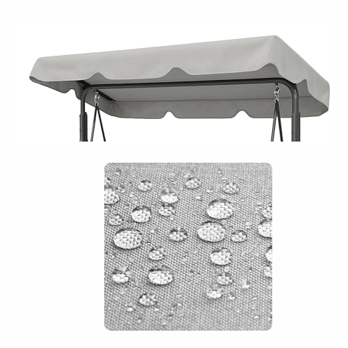 Wasserdicht Dach für Hollywoodschaukel - Hollywoodschaukel Dachbezug - 2-3 Sitzer, UV-Schutz Sonnendach, Gartenschaukel-Überdachung, Wasser- und staubdicht - 120x215 cm - Aschgrau von PillowPrim