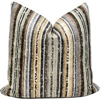 Artisan Samt Kravet Couture Out Of Bounds Onyx Kissenbezug | Designer Kissen Braun/Grau/Camel Textur Streifen High End Dekokissen von PillowSplashStudio