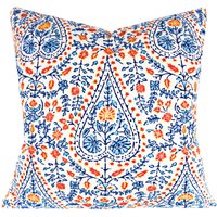 John Robshaw Blauer Blumenkissenbezug Baumwoll-Slub-Ente, Fester Leinenrücken von PillowTimeGirls