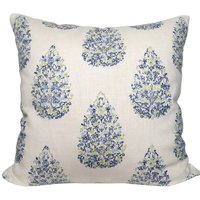 John Robshaw Kedara Blau Kissenbezug Leinenmischung Blumenblockdruck von PillowTimeGirls