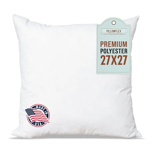 Pillowflex Polyester gefüllt Maschinenwaschbar Kissen Form einfügen, Polyester-Mischgewebe, weiß, 68cm x 68cm / 27 x 27 - Inch von Pillowflex