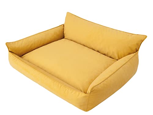 Pillowprim Hundebett Haustierbett Liegen Hundekissen Kissen Bett Hundeliege Hundematratze Sofa Tierbett Hundesofa Matratze, L - 64 x 49 cm, Gelb Fancy von PillowPrim