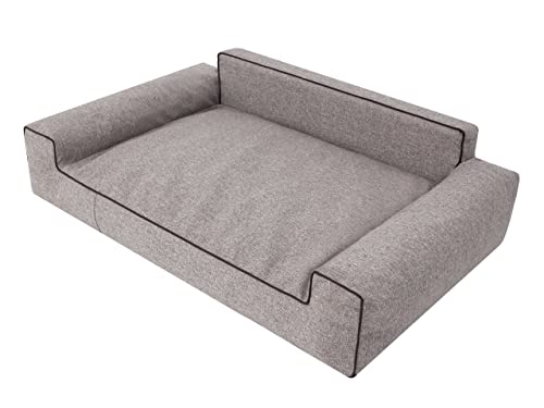 Pillowprim Hundebett, Möbel für Tiere, Katzenbett, Abnehmbar Bezug, Hundeliege, Schlafplätze, große Hunde, Hundesofa, Korb, Waschbar, Cappuccino, L: 78x53 cm von PillowPrim